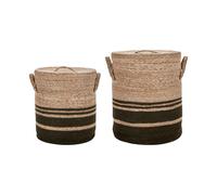 House Doctor Cesta con tapa Laundry 2 piezas Army