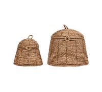 House Doctor Cesta de almacenamiento con tapa Rama. 2-pack Natural