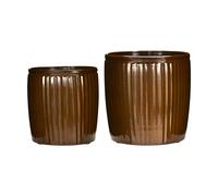 House Doctor Maceta Groove 2 piezas small Marrón