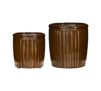 House Doctor Maceta Groove 2 piezas small Marrón