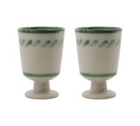 House Doctor Set de 2 tazas Diva con pie 25 cl Blanco roto-Verde