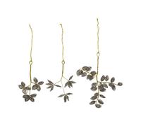 House Doctor Set de 3 Adornos para árbol de navidad Pearl muérdago Gris-oro