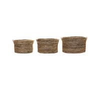 House Doctor Set de 3 cestas bajas de almacenamiento Dungi Negro-natural