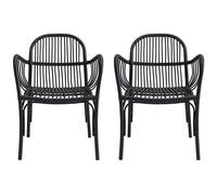 House Doctor Silla de mimbre Brea pack de 2 Negro Negro