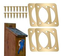 House Hole Protector, Metal Bird House, Copper Protective Plate Guard, 4pcs Birds Rust-Resistant Design, Homeguard Predator For Easy Installation (1.5-Inch/Brass), Bluebird Houses