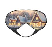 House in Snow - Máscara de seda para dormir, correa elástica, viaje y siesta, sombra de ojos suave para viajes, yoga y siesta