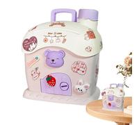 House Money Box - Key Lock Storage Coin Bank, Creative Piggy Banks Cute Design Easy Deposit and Retrieval | Ideal for Saving Moneys Home Office Table Decoration Children Gift, 13.5x14.5x9cm