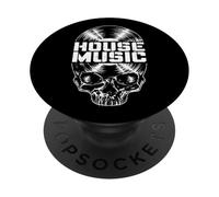 House Music DJ Disco de Vinilo Amante de la música Cráneo gó PopSockets PopGrip Adhesivo