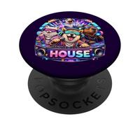 House Music Shiba-Inu Capybara Melodic Party Design PopSockets PopGrip Adhesivo