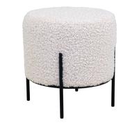 House Nordic Puff Alford Blanco Cordero Óptica Taburete Redondo Mesa Auxiliar