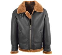 House Of Leather Chaqueta clásica B3 original de piel de oveja para hombre, estilo volador (XL, marrón blanco), marrón, extra-large