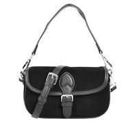 House Of Leather Elodie - Bolso cruzado de gamuza real para mujer, correa ajustable, Black, Small