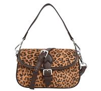 House Of Leather Elodie - Bolso cruzado de gamuza real para mujer, correa ajustable, estampado de leopardo, Small
