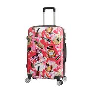 House Of Leather Fleek - Maleta rígida con impresión de maquillaje, ligera, expandible, con 4 ruedas giratorias, equipaje de viaje para mujer, multicolor, Medium Check-in Size 24", Equipaje expandible