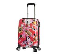 House Of Leather Fleek - Maleta rígida con impresión de maquillaje, ligera, expandible, con 4 ruedas giratorias, equipaje de viaje para mujer, multicolor, Small Cabin Size 20", Equipaje expandible con