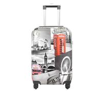 House Of Leather London Landmark Print - Maleta giratoria de cuatro ruedas JourneyX, White, S, Equipaje con ruedas giratorias