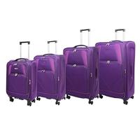 House Of Leather Maleta de viaje con cuatro ruedas, maleta de viaje Columbia, Purple, Full Set x4 (C-M-L-XL), SoftsideLuggage con ruedas giratorias