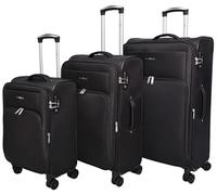 House Of Leather Maleta ligera y suave con 8 ruedas expandible Pokeno, Black, set complet, Maleta