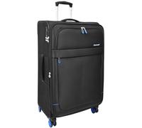 House Of Leather Maleta suave con 8 ruedas giratorias, color negro, verde y rosa, Black, L, Equipaje