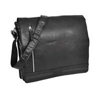 House Of Leather para Hombre Cuero Cuerpo Cruz Bolsa Solapa Encima Cartapacio Mandadero Laptop Caso Bristol Negro