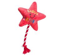 House of Paws Juguete de Cuerda de Globo de Estrella para Perro, Peluche Festivo de cumpleaños con chirriador