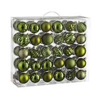 House of Seasons Juego de Bolas para árbol de Navidad, 60 Piezas, diámetro de 7 cm, inastillables, Color Verde Oscuro