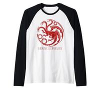 House of The Dragon Red Three Headed Dragon Emblem Camiseta Manga Raglan