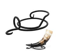 House of Warfare Medieval Hand Forged Iron Horn Stand for Drinking Horns Viking Mead Horn Stand Made From Sturdy Iron for Display and Décor (Hand Forged Rustic Horn Stand)
