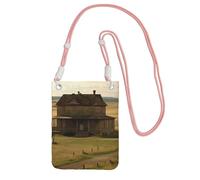 House On The Prairie - Bolso para teléfono celular para mujer, funda tipo cartera con correa de hombro negra, bolsa de viaje, rosa, talla única