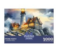 House Puzzle 1000 Pieces - Ideal Gift for Gatherings, Premium Paper, Educational for Adults Teens A Cottage on The Coast Puzzles, Focus-Training 38x26cm/1000pcs