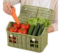 House Shaped Basket,Woven Small House Multipurpose Home Decor with Handle And Lidhouse baskPicnic Basket,for Family Couples Easter Beach Picking Fruit Vegetable Egg Flowers Kitchen Living Room Balcony