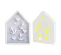 House Shaped Silicone Mold, House Shape Epoxy Resin Casting Craft Mold, Hollow Design Seaside Home Mould for Flower Preservation, Bookends, Specimen, Wedding, Valentine Gift