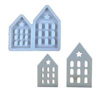 House Shapes Mold, Three Floors Chocolate Molds for Candy, Silicone Fondant Molds, Candle Making Mould, with Star Shape for Candy Pudding, Cupcake Topper Decor, 4.37x4.88x0.78inches