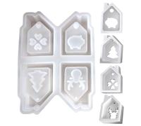 House Silicone Mold - 4-Cavity Christmas Casting Moulds,Epoxy Resin Mould - For Plaster Party Planners Art Teachers Craft Enthusiasts Jewelry Maker Holiday Enthusiasts Creative Hobbyists