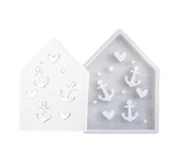 House Silicone Molds Epoxy Resin, 12 x 9 x 1 cm, Seaside-Themed Soap Plaster Casting Mold, Hollow Design for Handmade Crafts, Chocolate and Resin Mould, Home Decor