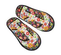 House Slippers Símbolo De La Paz Con Flores Hippies Portátil Zapatillas Estar Por Casa Suaves Pantuflas De Fieltro Para Mujer Hotel Spa L