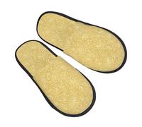 House Slippers Trueno De Brillo Dorado Cómodo Slippers Mullidas Zapatillas De Hotel Para Interior Invierno Spa M