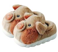 House Slippers Warm Plush,women's plush indoor slippers,Women's slippers Pig slippers Plush slippers Winter slippers Animal slippers Warm slippers Home slippers Cute slippersu2026(Brown Shoe,8.5/9 UK)