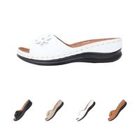 House Slippers Women Open Toe, Pantuflas Mujer Verano con Tacón Mujer Sandalias de Moda Elegantes Sandalias de Playa Cómodas Transpirables Pantuflas Casual, Blanco, 42 EU