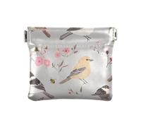 House Sparrow Birds Silver PU Leather Small Coin Unique Card Key Organizers for Women Girls, Pájaros gorrión doméstico, plateado, Decoración