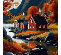 House Stone Creek Jigsaw Puzzle 120 Pieces 45x45cm/18x18inch, Difficult Jigsaw Puzzles for Adults 120, Beautiful Art Work, Great Festive Puzzle Gift for Men/Women