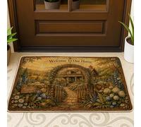 House Welcome - Tapete rústico para puerta de bienvenida para jardín, camino de jardín, no terroso, de goma, antideslizante, decoración al aire última intervensión, para puerta delantera, entrada