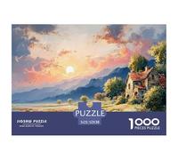 House with Stone Walls 1000 Pcs Ökopapier Puzzle Beach Sunset Stressabbau Familienspiel Puzzles Als Wohnaccessoires 52x38cm/1000pcs