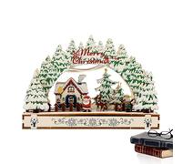 House Wood Decorations, Tree & House Tabletop Decor Ornaments For Farmhouse Style, Exquisite Small Christmas Decor For Window Sill And Holiday Festivities, Cozy Home Accents