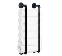 HouseAid Toallero de Tubo Industrial, Soporte de Almacenamiento de Toallas de baño de Granja, organización de Toallas de Estilo Vintage, montado en la Pared, Negro Mate