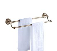 Household Double Pole Tower Hanger Retro Bathroom Towel Rack Towel Hanging Metal Brass Towel Rod Bathroom Hardware Decoration Accessories 61.5Cm/Brass