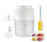 Household Electric Garlic Crusher, Electric Garlic Chopper 350ml with 6 Stainless Steel Blades, Portable Mini Food Chopper for Garlic, Onion, Ginger,Chili (White)