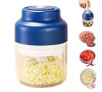 Household Electric Garlic Crusher, Mini Portable Veggie Chopper for Onion, Ginger, Meat, Electric Food Grinder (Blue)
