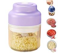 Household Electric Garlic Crusher, Mini Portable Veggie Chopper for Onion, Ginger, Meat, Electric Food Grinder (Purple)