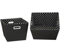 Household Essentials 19KDBLK-1 - Juego de 2 Cubos de Basura, tamaño Mediano, diseño cónico, Color Blanco y Negro